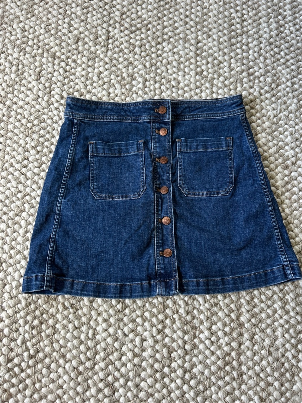 Madewell Denim Button-Front A-Line Skirt - Dark Blue size 4